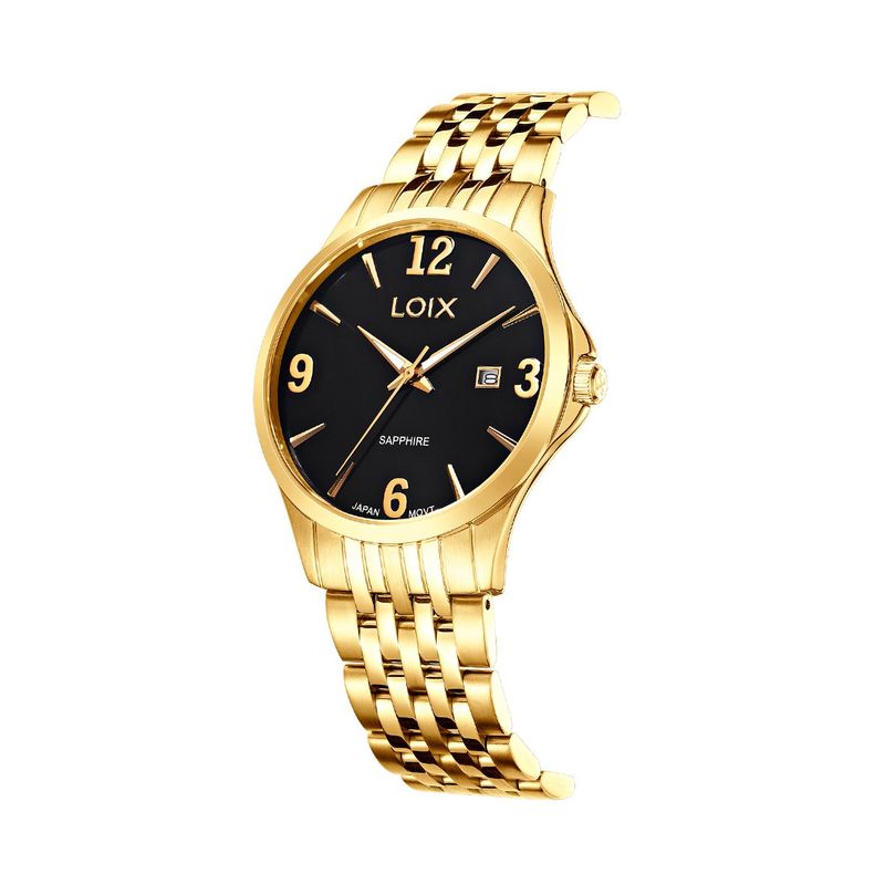 LOIX - Reloj hombre LA2103-1 dorado con tablero negro