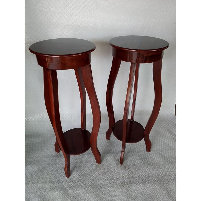 GENERICO - Mesa Columna Redonda Auxiliar 2 Divisiones En Madera Wengue