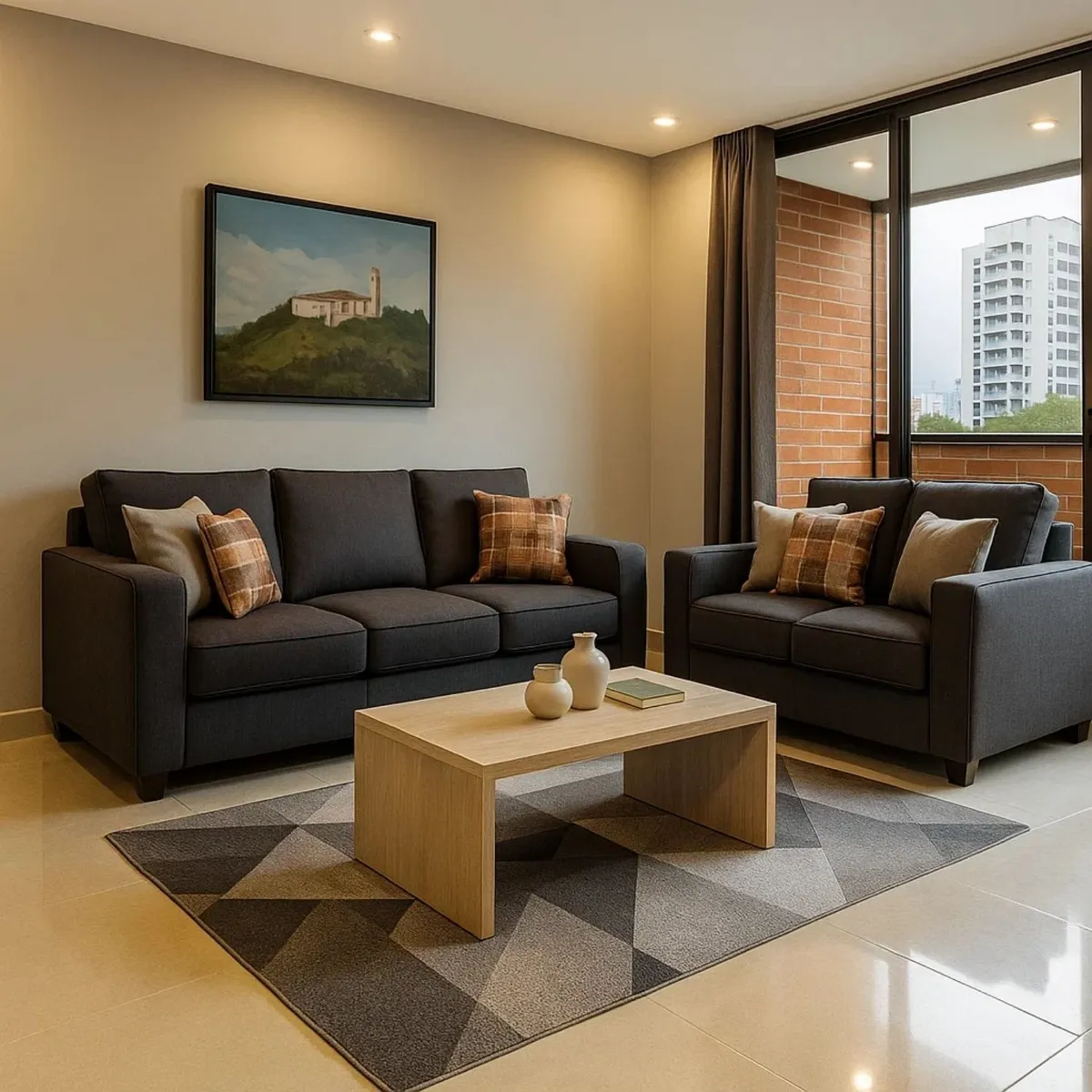 GENERICO - Juego de Sala Peña 3-2 Puestos Moderno Elegante Moderno Tela antifluidos Gris