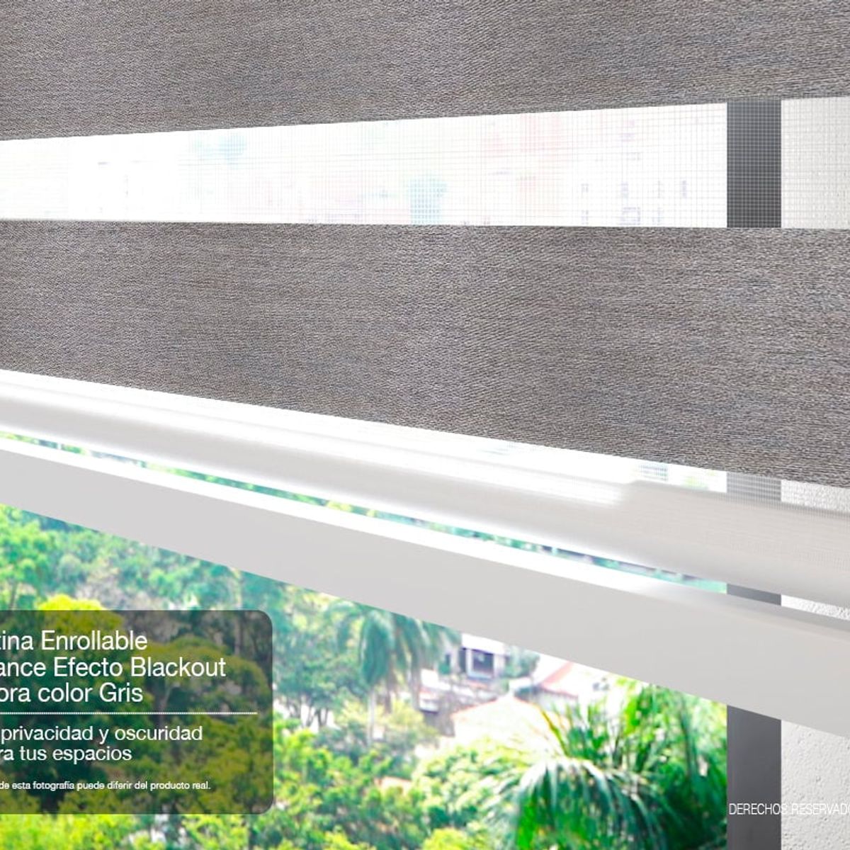 NOVELTY HOME - Cortina Enrollable Efecto Blackout Aurora Gris 120x180 cm Novelty Home