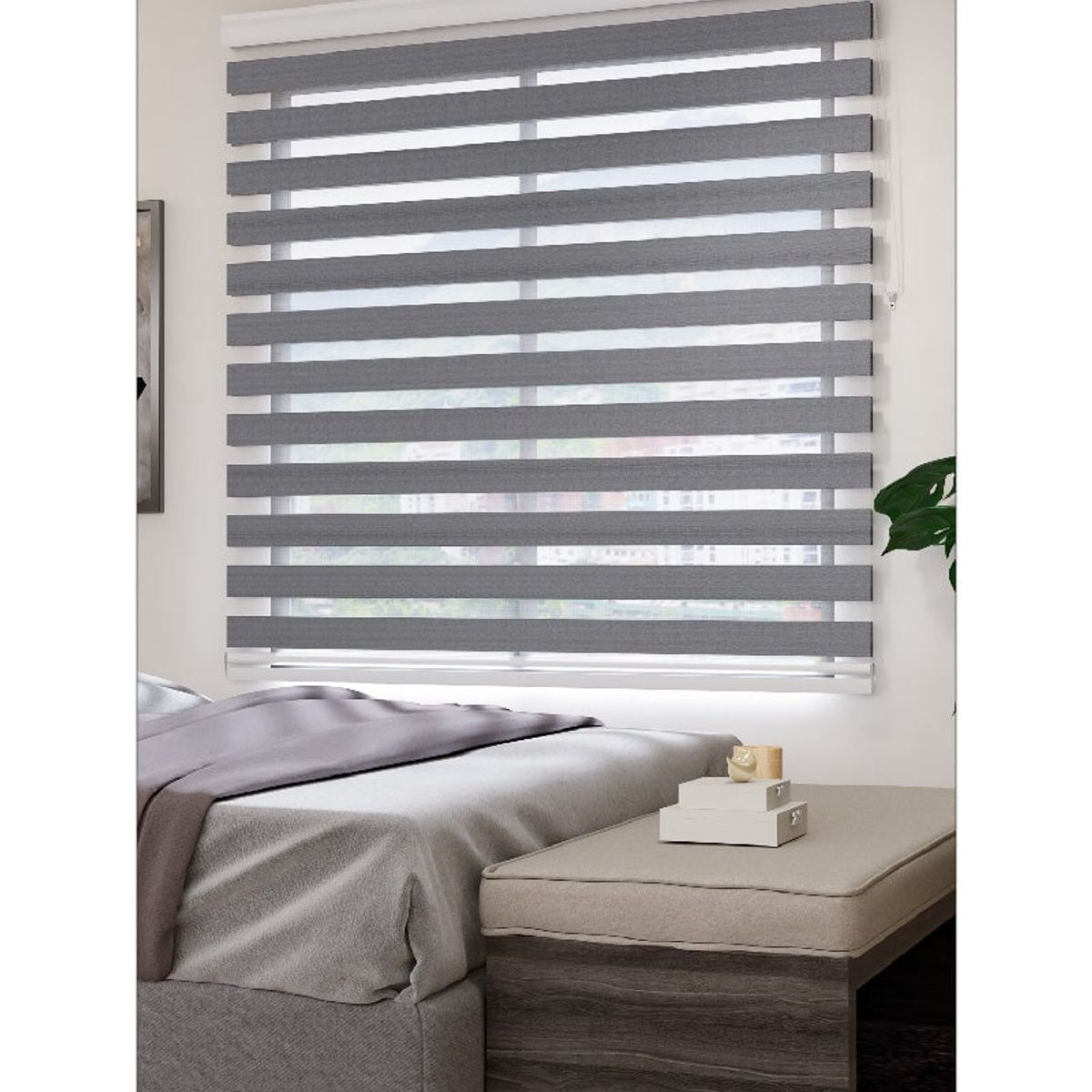 NOVELTY HOME - Cortina Enrollable Efecto Blackout Aurora Gris 200x180 cm Novelty Home