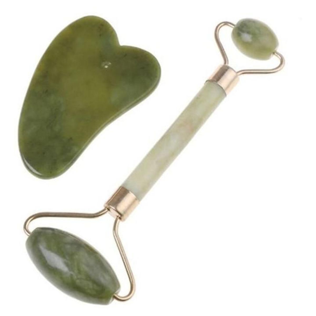 GENERICO - Kit Facial Rodillo Masajeador Jade Y Piedra Gua Sha