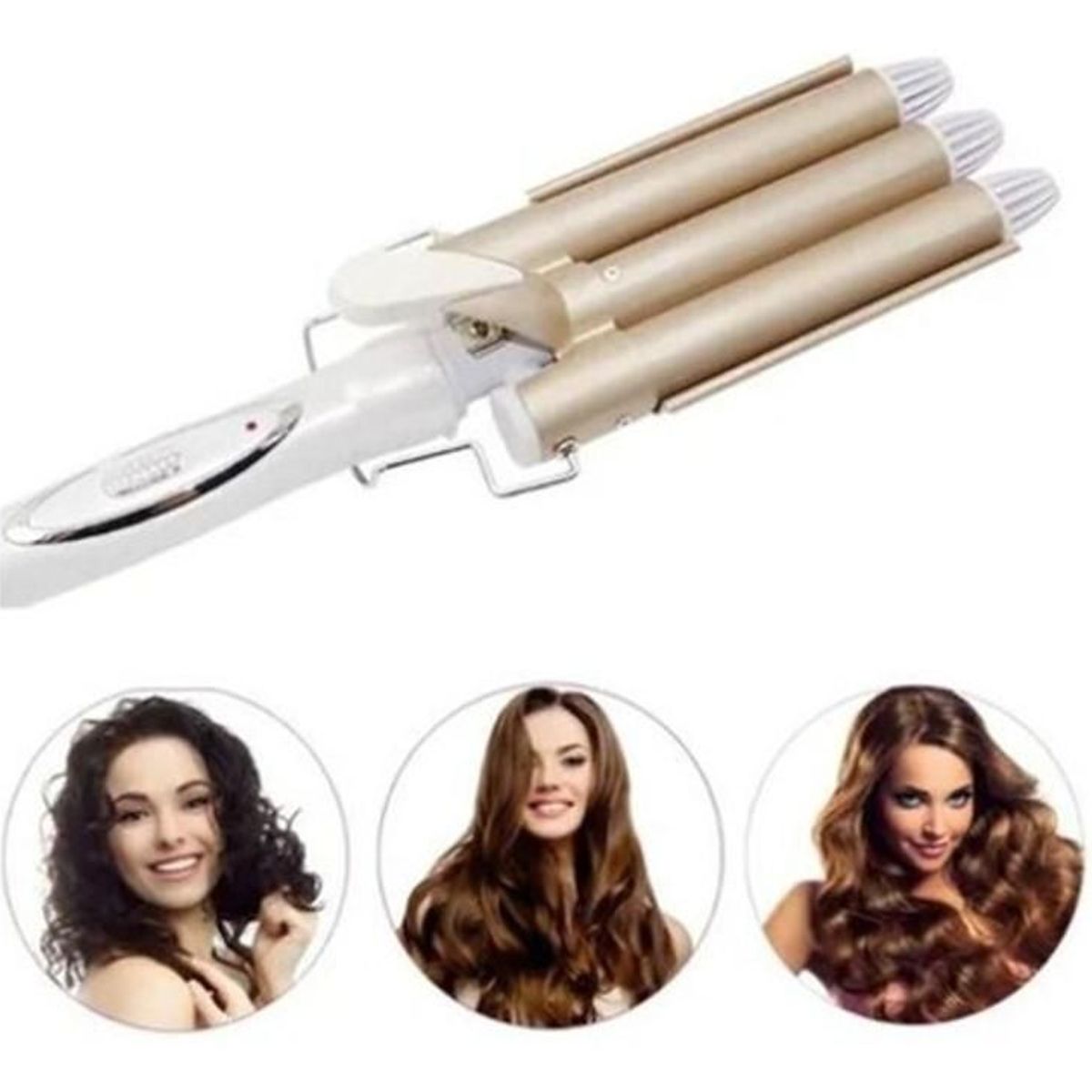 GENERICO - Rizador Ondulador Pinza Para Cabello En Bucle 3 Tubos Pro