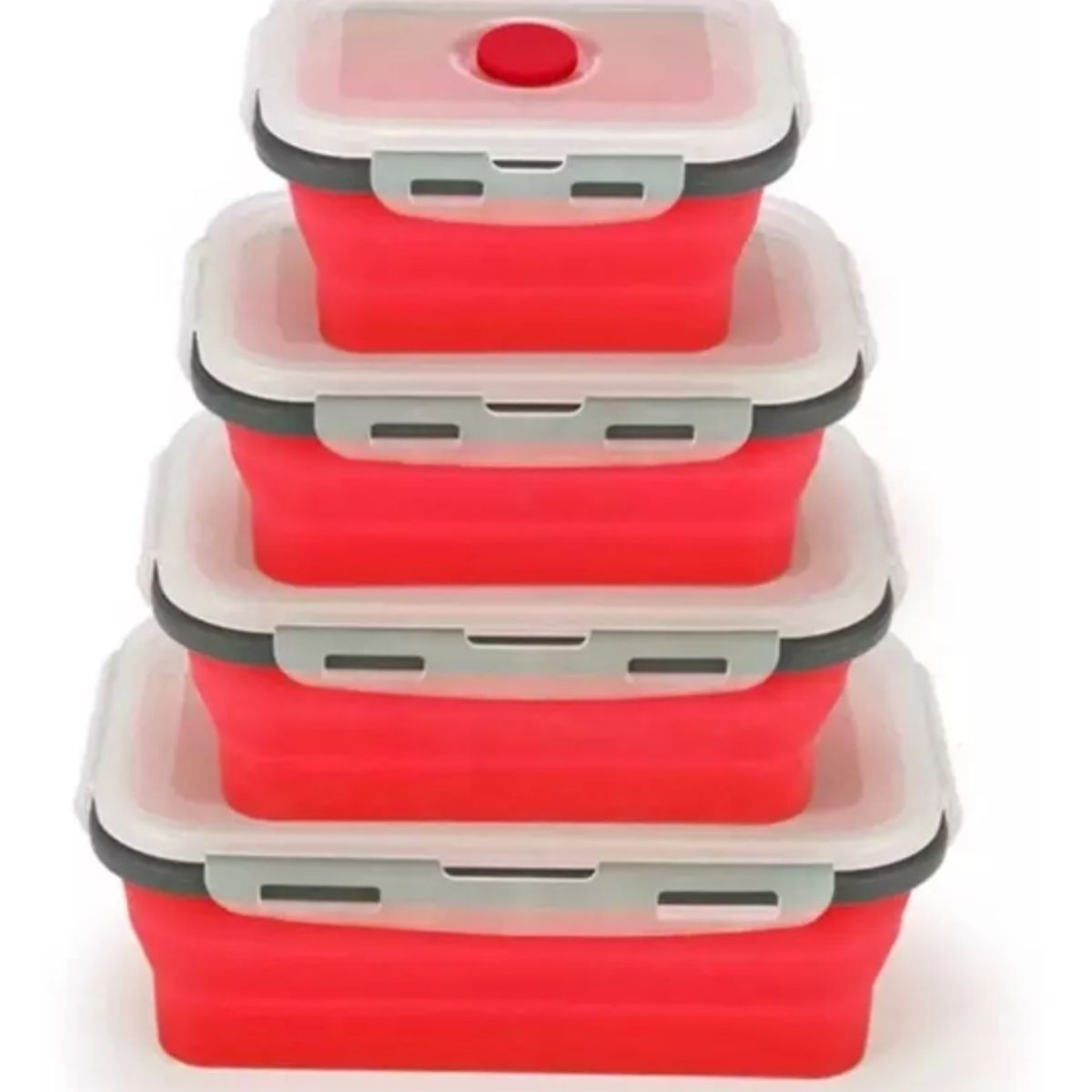 GENERICO - Porta Comida Recipiente Silicona Plegable Expandible X4 Pzs