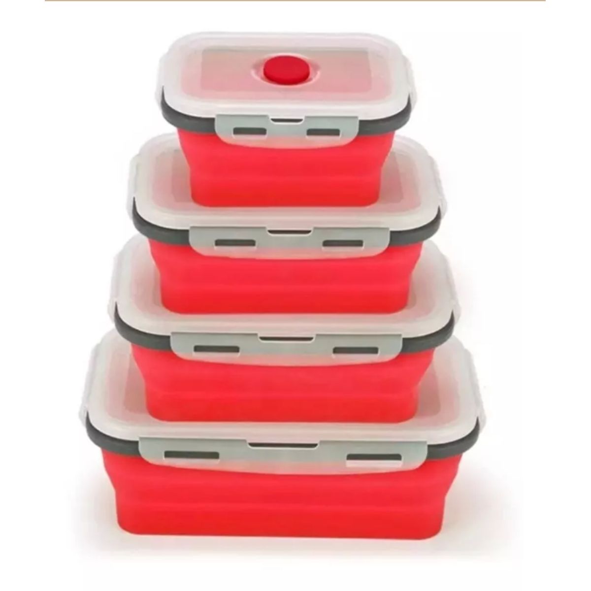 GENERICO - Porta Comida Recipiente Silicona Plegable Expandible X4 Pzs