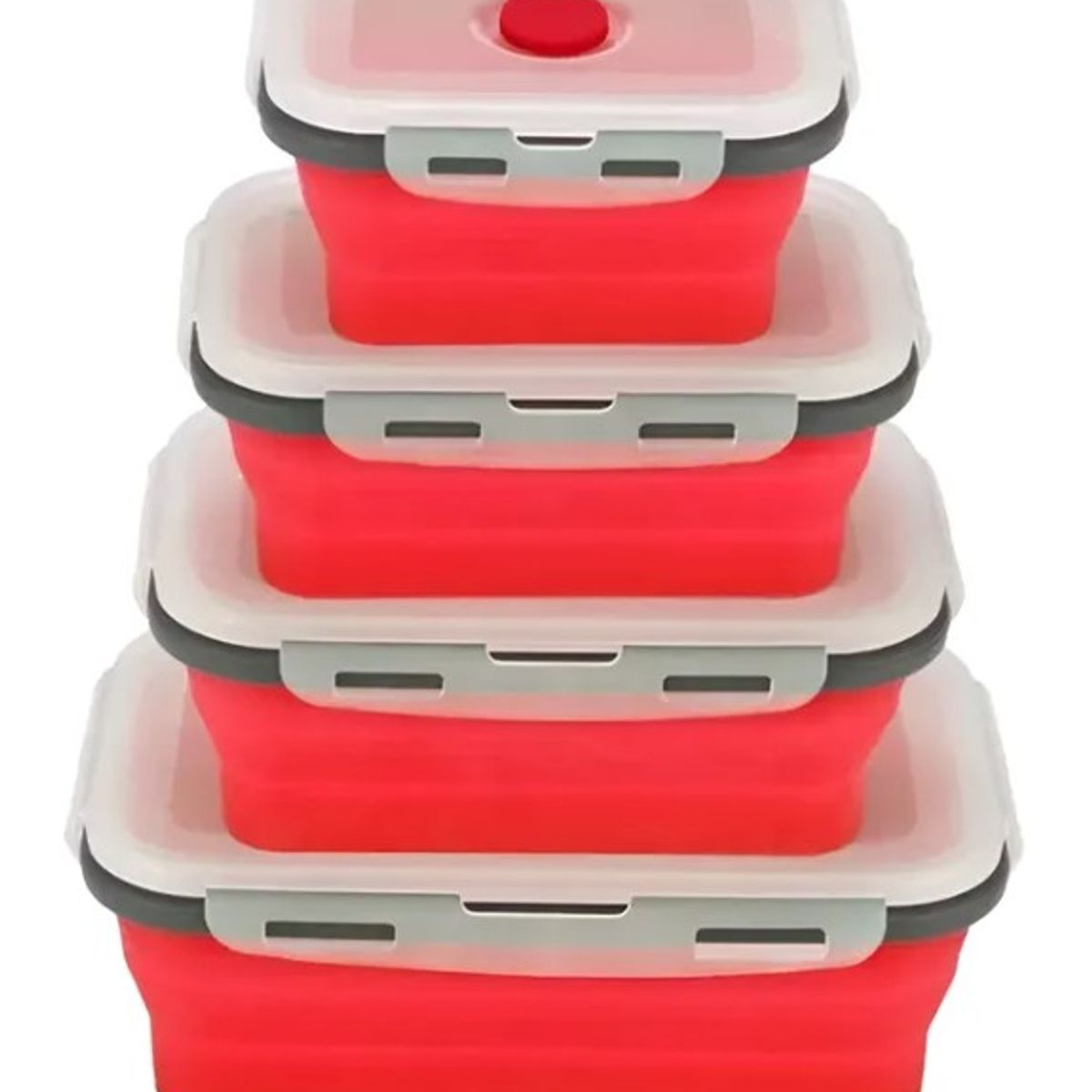 GENERICO - Porta Comida Recipiente Silicona Plegable Expandible X4 Pzs Azul