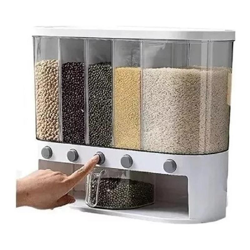 GENERICO - Dispensador De Granos Con 5 Espacios Para Ahorrar Espacio