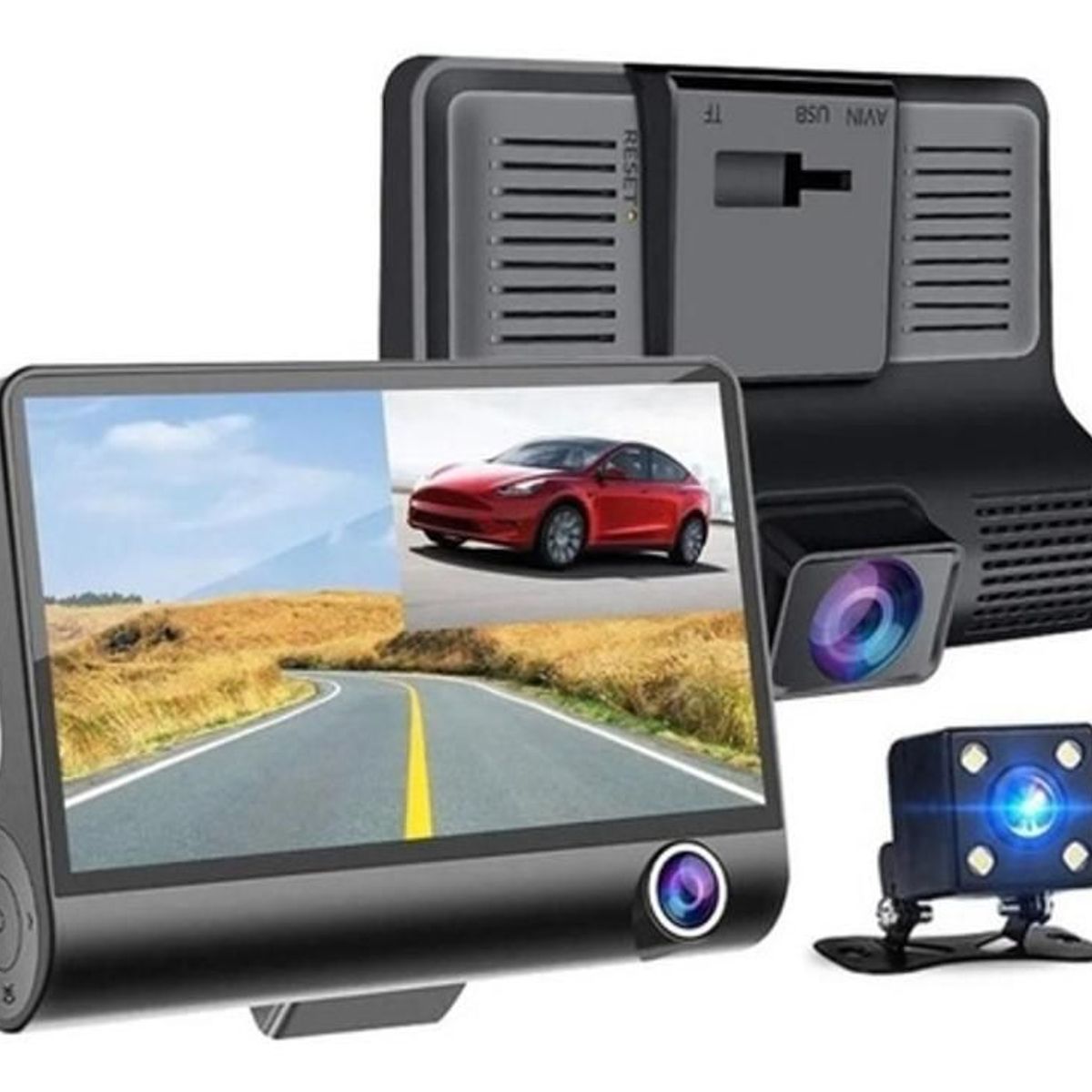 GENERICO - Cámara Para Carro Dvr 3 Lentes 1080p Full Hd Dash Cam 3 En 1