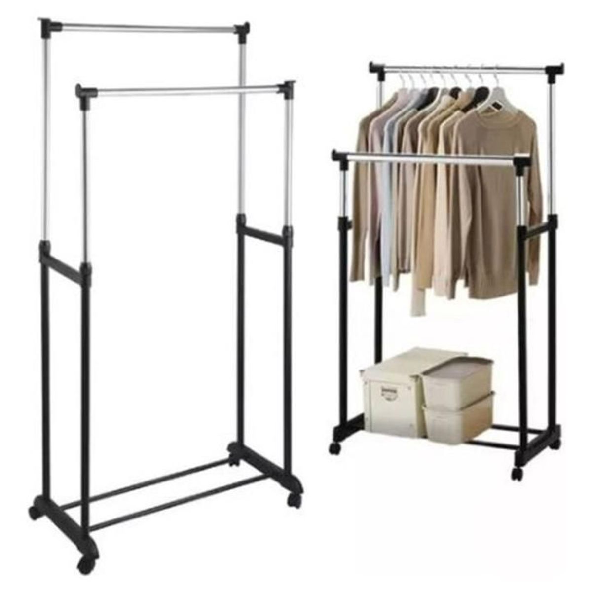 GENERICO - Tendedero Perchero Plegable De Piso Acero Inoxidable Ruedas