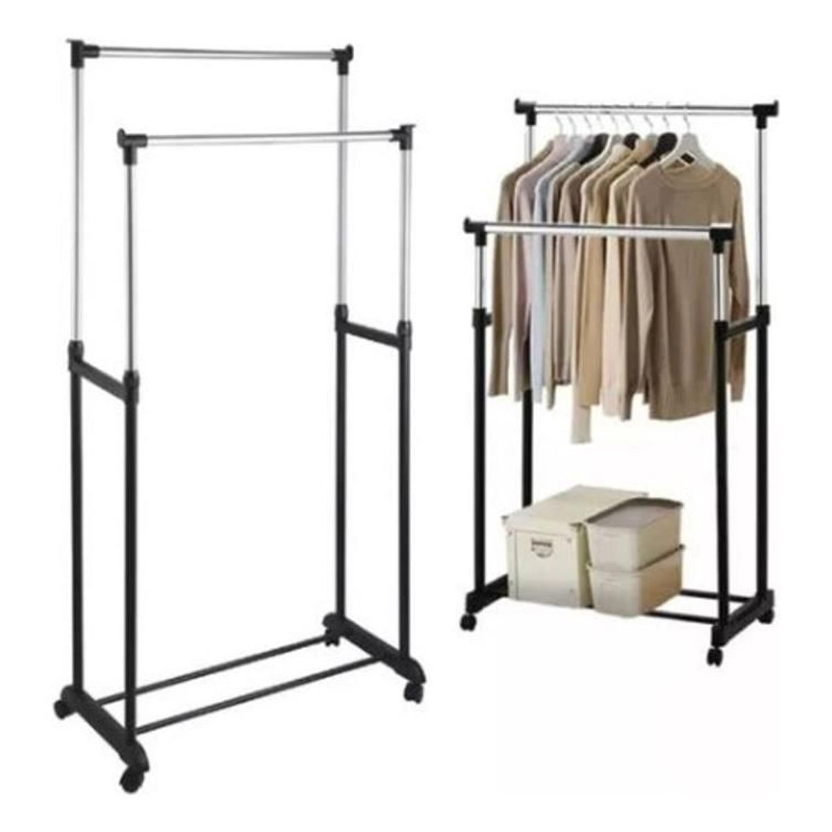 GENERICO - Tendedero Perchero Plegable De Piso Acero Inoxidable Ruedas