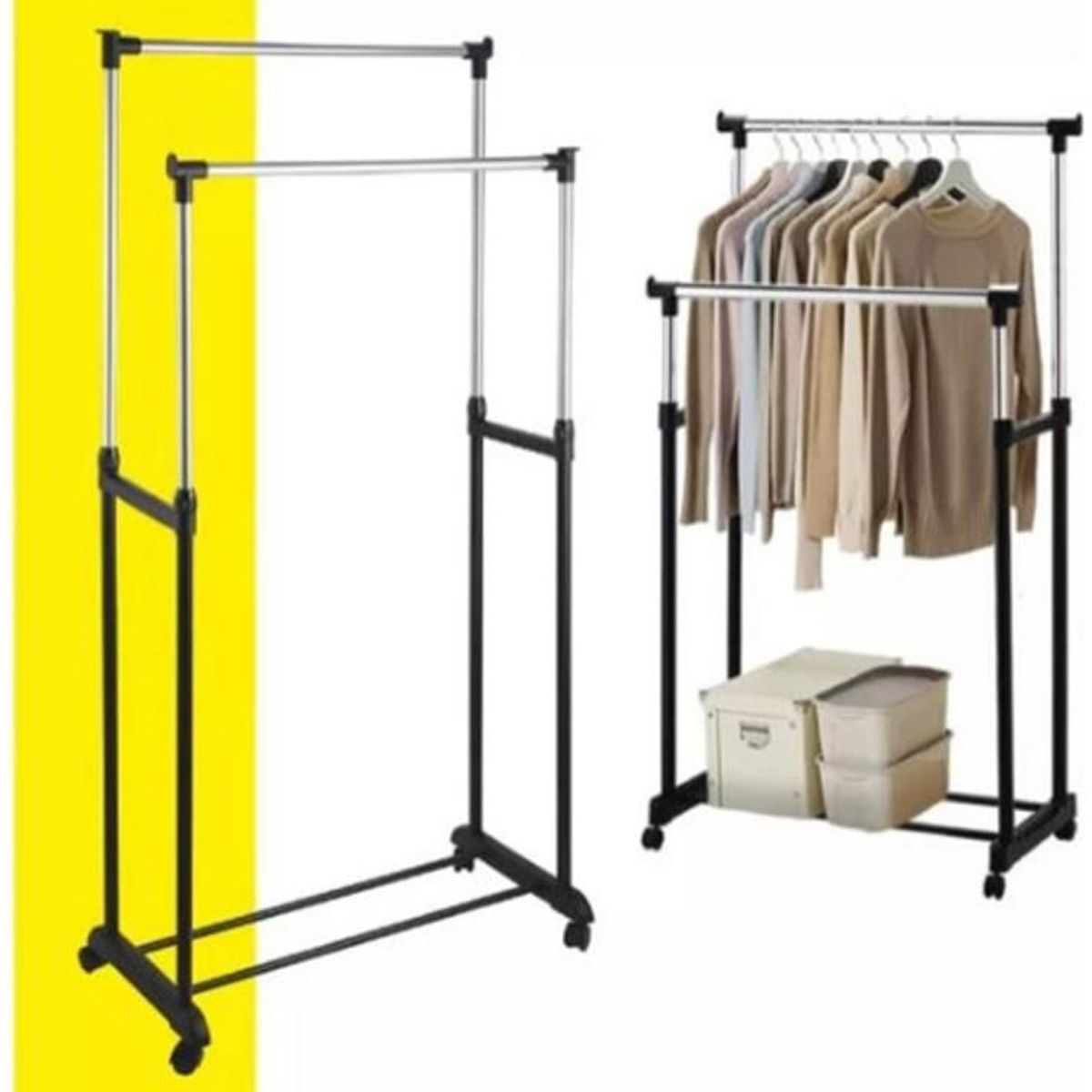 GENERICO - Tendedero Perchero Plegable De Piso Acero Inoxidable Ruedas