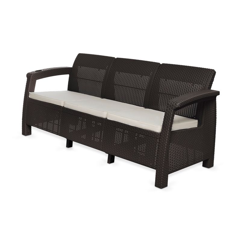 PLASTICOS MQ - Sofa Para Exterior Ferrara 3 Puestos Estilo Ratan Mq