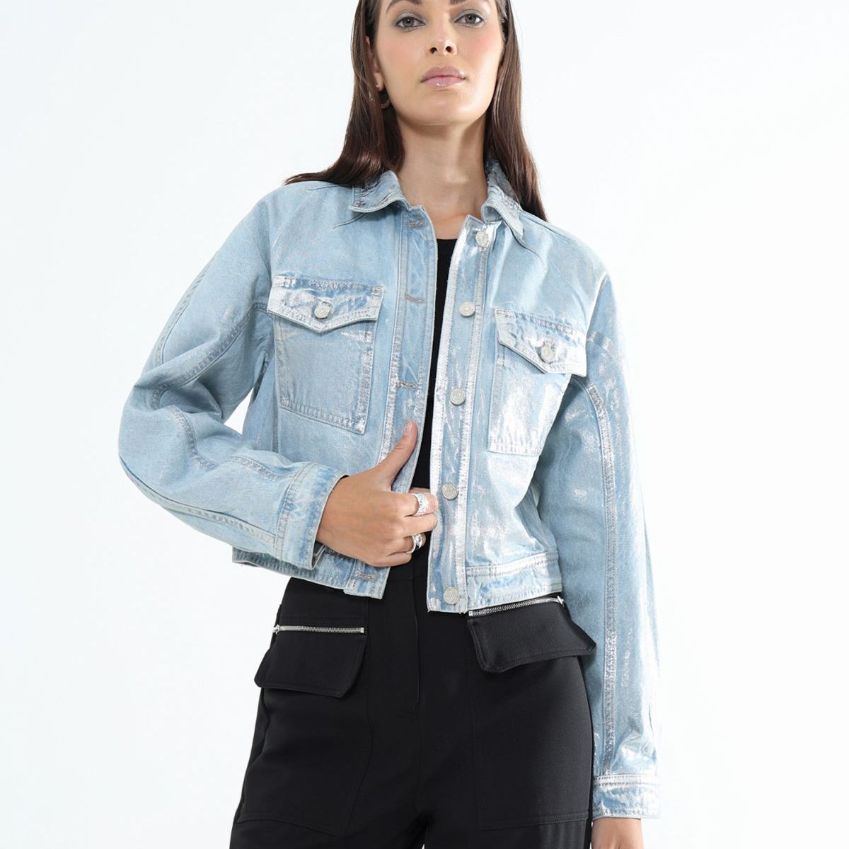 SEVEN SEVEN - Chaqueta Para Mujer Trucker Color Azul Claro Marca Seven Seven #28080959