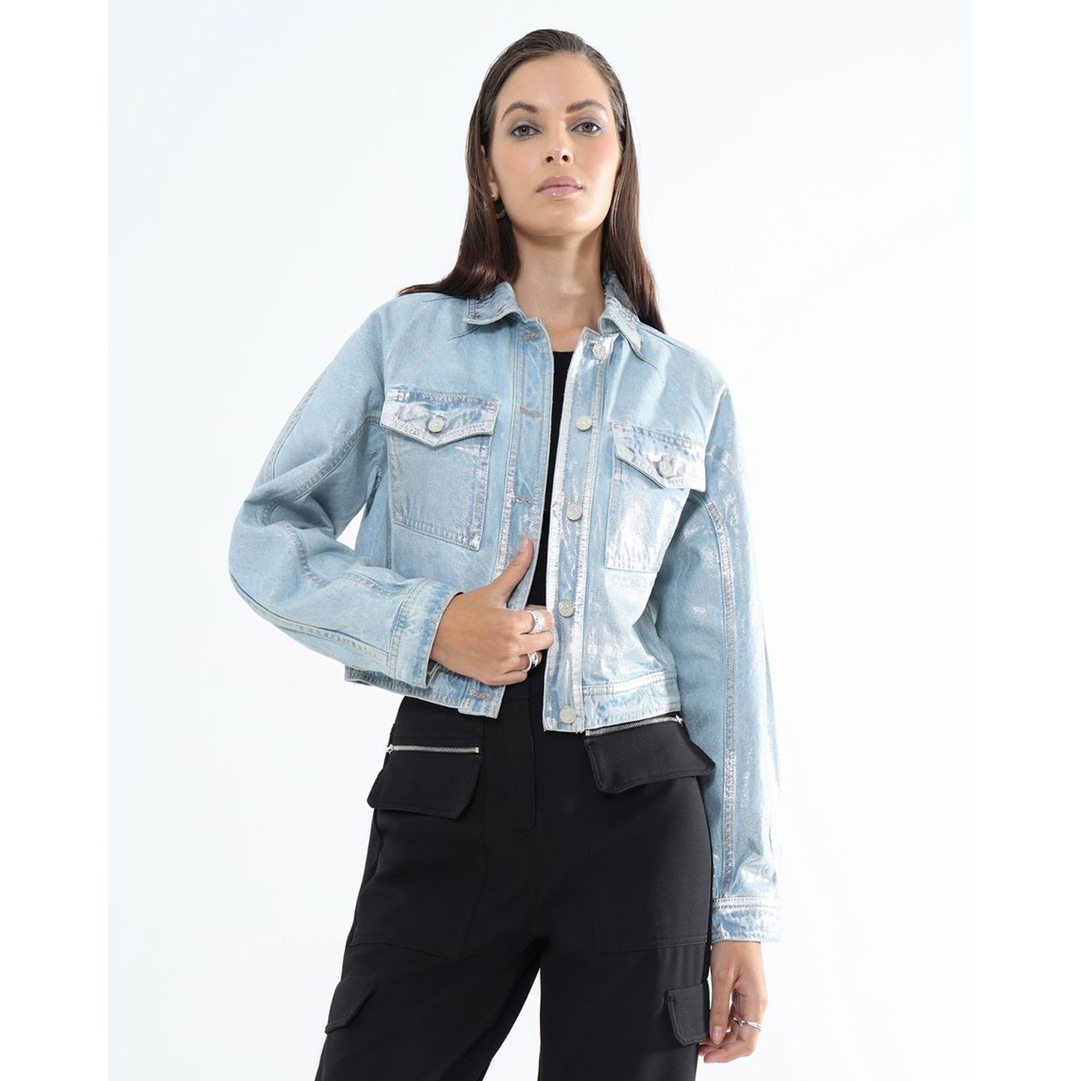 SEVEN SEVEN - Chaqueta Para Mujer Trucker Color Azul Claro Marca Seven Seven #28080959