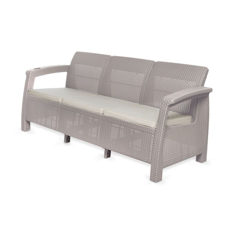 PLASTICOS MQ - Sofa Para Exterior Ferrara 3 Puestos Estilo Ratan Mq