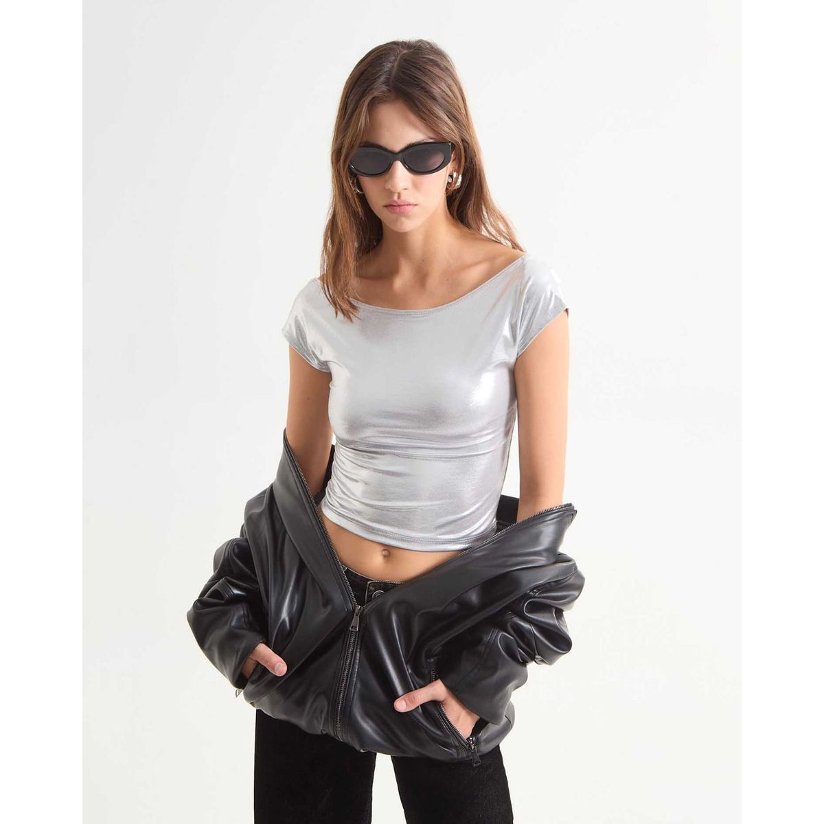 SEVEN SEVEN - Camiseta Para Mujer Manga Corta Color Plata Marca Seven Seven #28096111