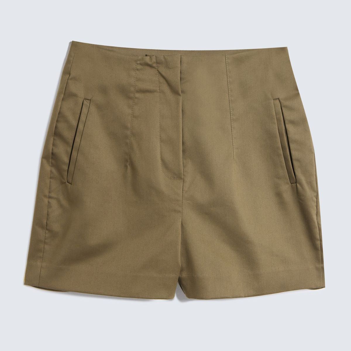 SEVEN SEVEN - Short Tejido Plano Con Pinzas  Para Mujer Verde Seven Seven