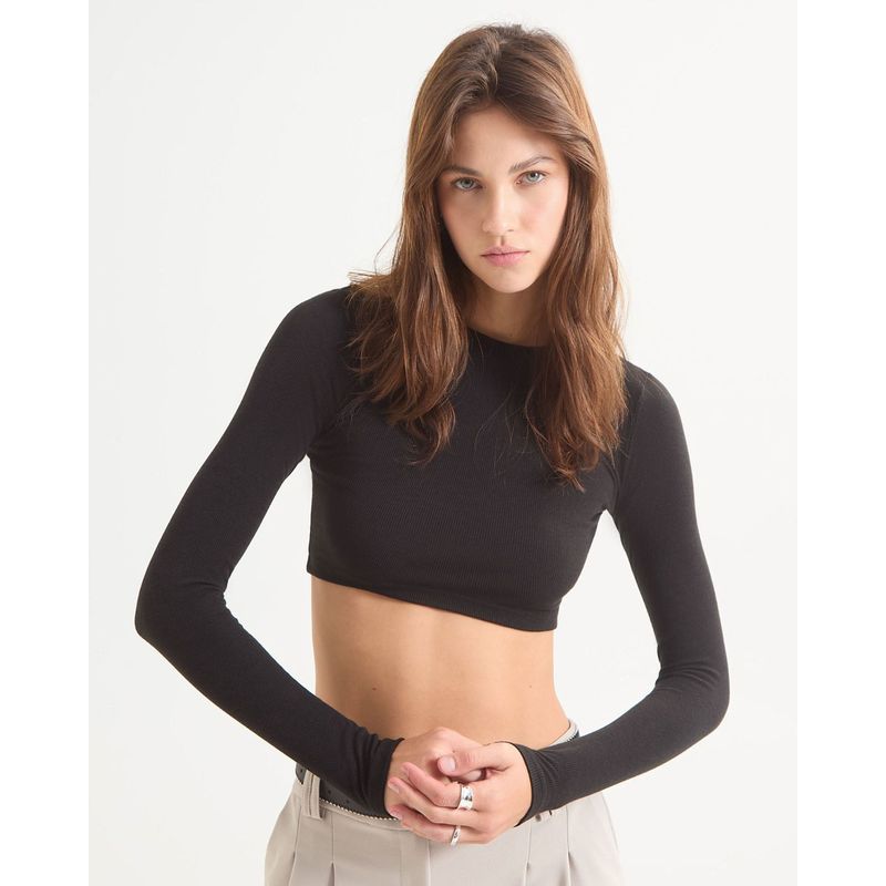 SEVEN SEVEN - Camiseta Para Mujer Manga Larga Color Negro Marca Seven Seven #28096042