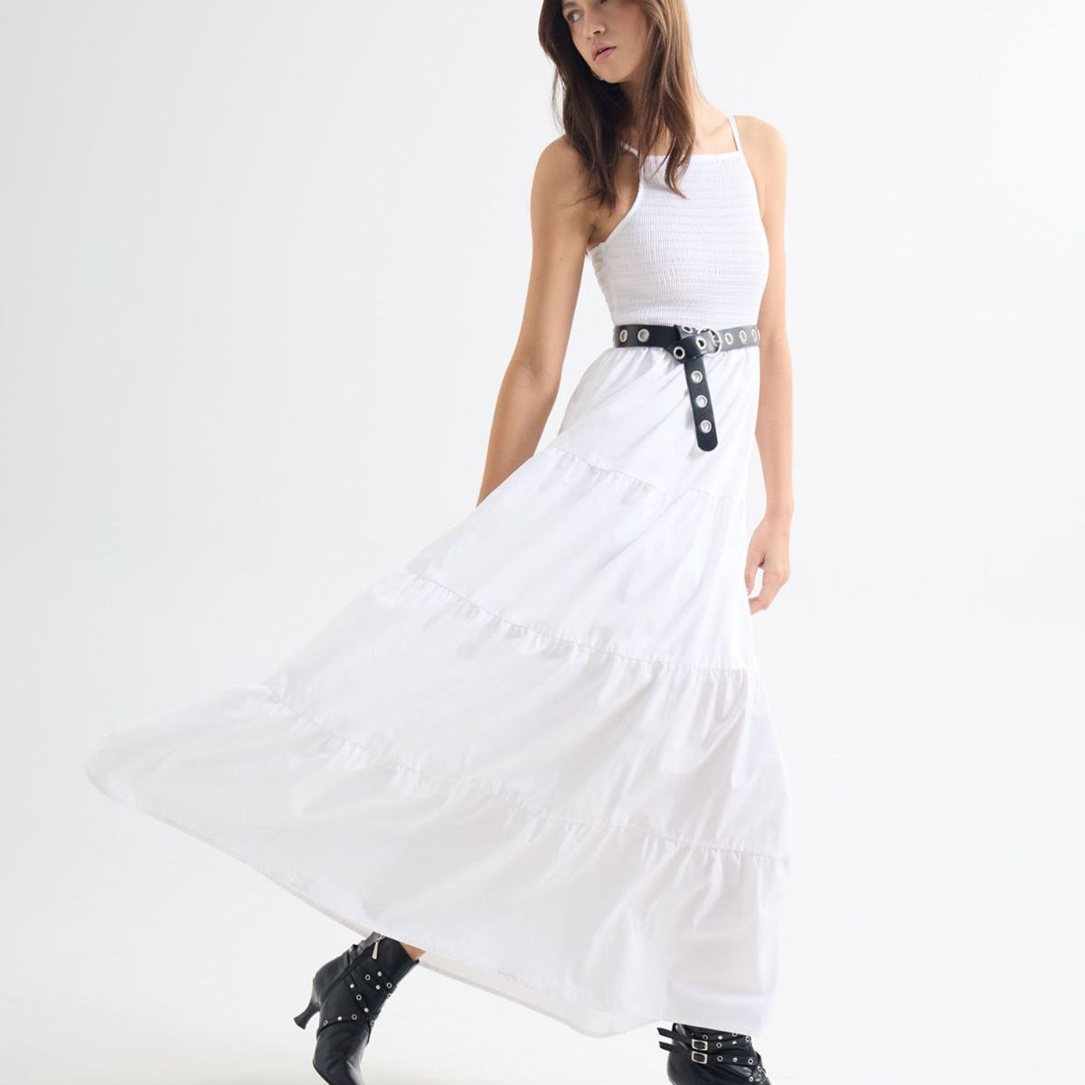 SEVEN SEVEN - Vestido Largo Manga Sisa  Para Mujer Crudo Seven Seven