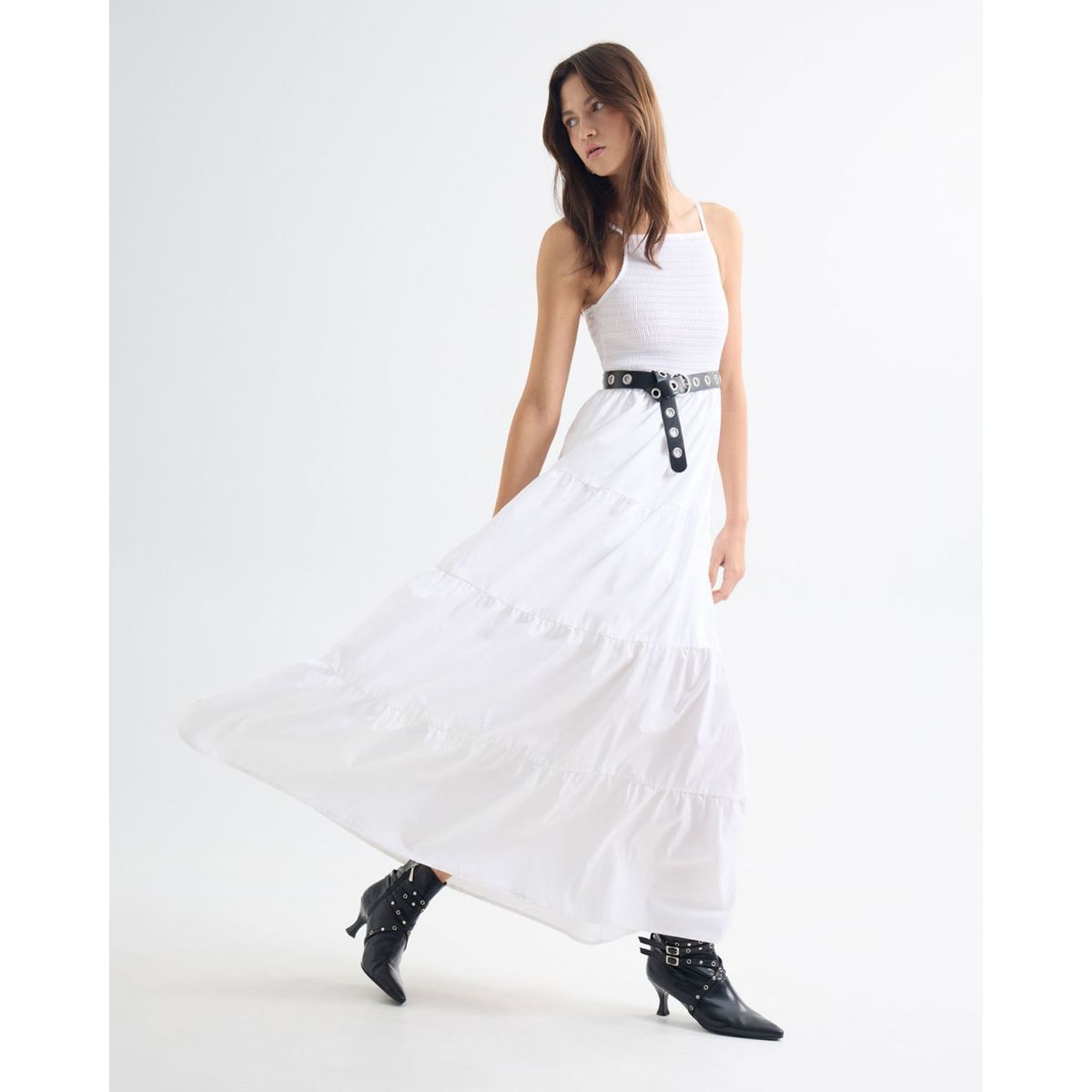 SEVEN SEVEN - Vestido Largo Manga Sisa  Para Mujer Crudo Seven Seven