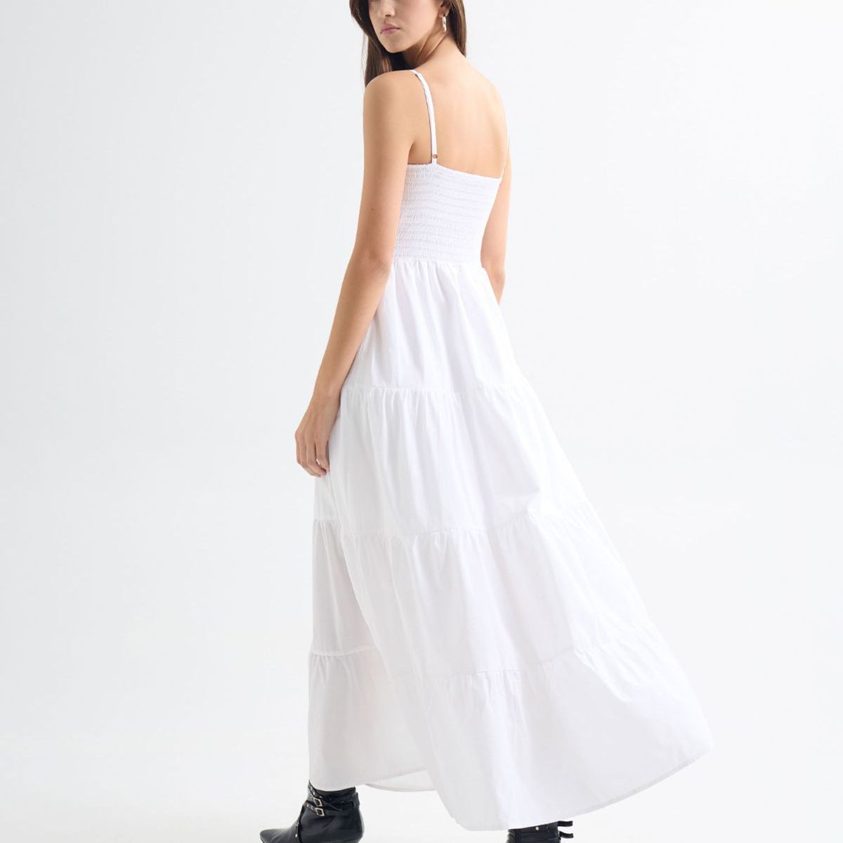 SEVEN SEVEN - Vestido Largo Manga Sisa  Para Mujer Crudo Seven Seven