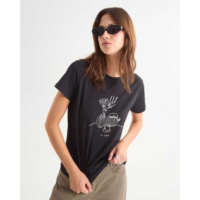 SEVEN SEVEN - Camiseta Para Mujer Manga Corta Cuello Redondo Color Negro Marca Seven Seven #28096207