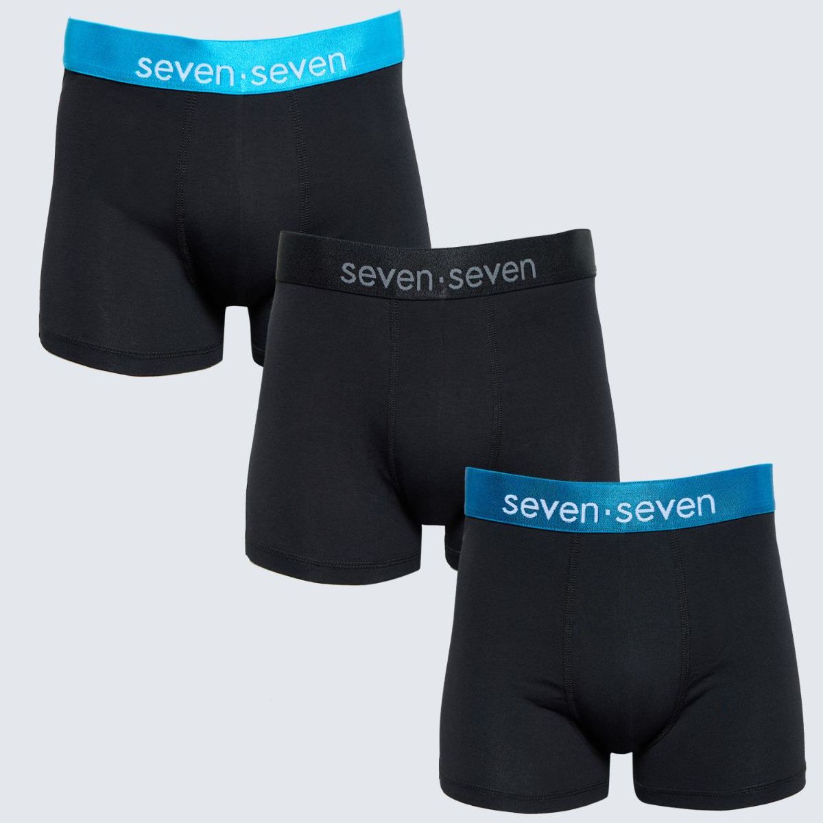 SEVEN SEVEN - Pack X 3 Bóxer Corto X3 Para Hombre Negro Seven Seven