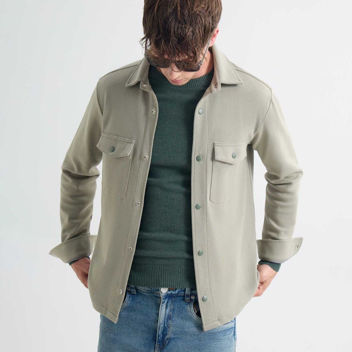 SEVEN SEVEN - Camisa De Hombre  Color Verde Marca Seven Seven #45012102