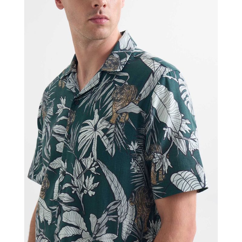 SEVEN SEVEN - Camisa Para Hombre Manga Corta Cuello Resort Color Verde Oscuro Marca Seven Seven #45012109