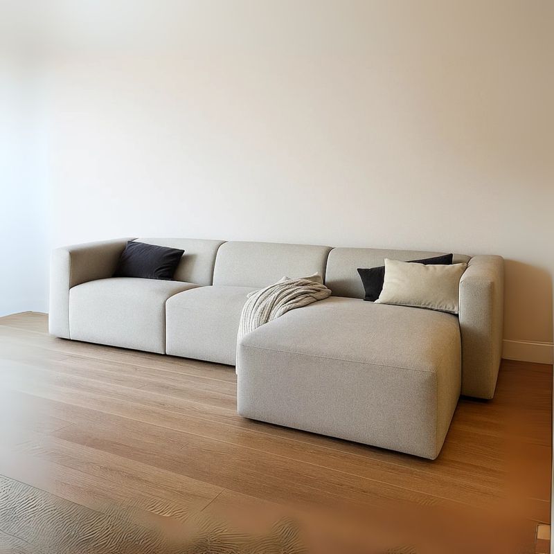 GENERICO - Sofá en L Derecho Evander Tela Antifluidos 280x95x85 Beige 4 Puestos