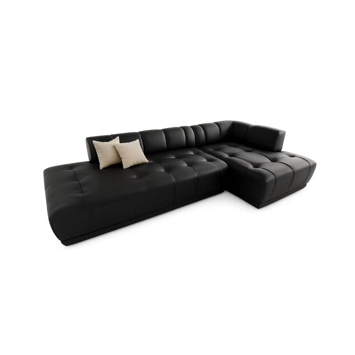 GENERICO - Sofá en L Derecho Hanna Cuerina 281x100x71 Negro 4 Puestos