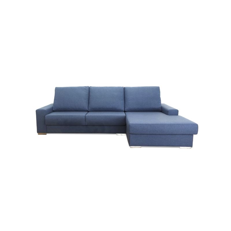 GENERICO - Sofá en L Derecho Inge Tela Antifluidos 220x80x90 Azul 3 Puestos
