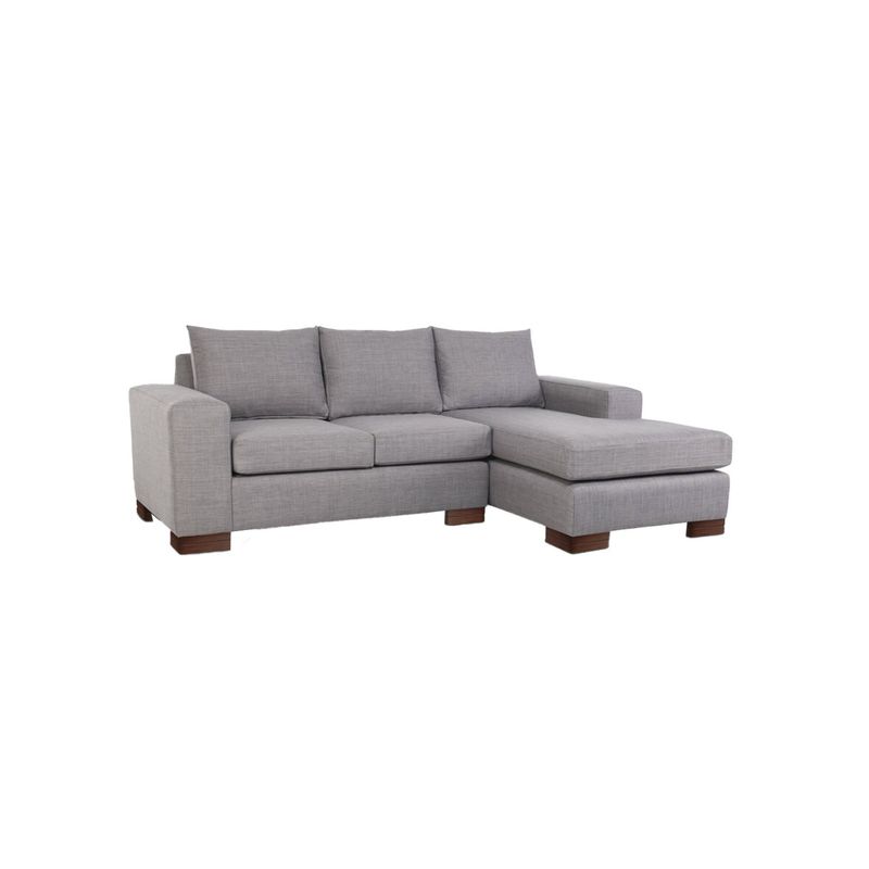 GENERICO - Sofá en L Derecho Jun Tela Antifluidos 220x80x88 Gris 3 Puestos