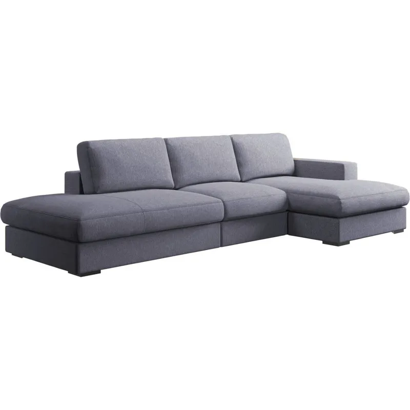 GENERICO - Sofá en L Derecho Oasis Tela Antifluidos 315x80x85 Gris 5 Puestos