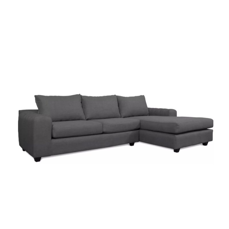 GENERICO - Sofá en L Derecho Pitty Tela terciopelo 265x85x61 Gris 4 Puestos