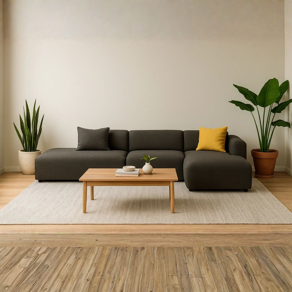 GENERICO - Sofá en L Derecho Prince Tela Antifluidos 290x75x70 Gris 4 Puestos