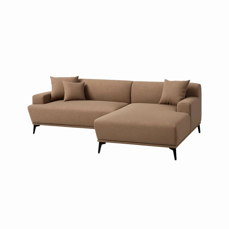 GENERICO - Sofá en L Derecho Sucre Tela Antifluidos 230x150x80 Marrón 3 Puestos