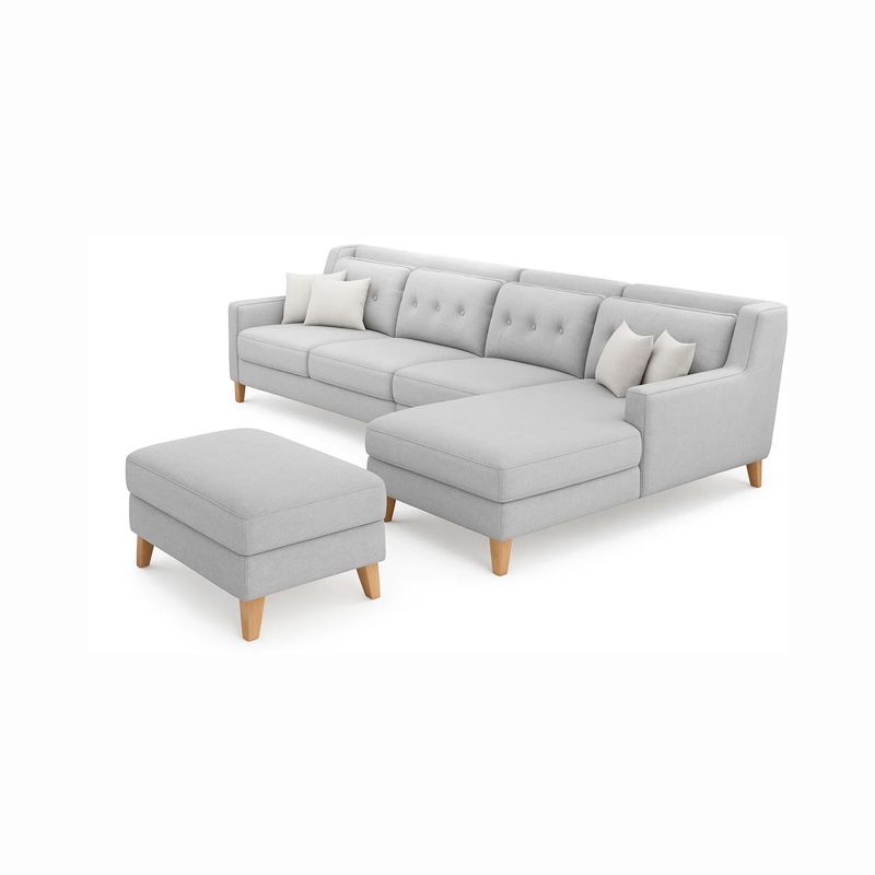 GENERICO - Sofá en L Derecho Texas Tela Antifluidos 260x75x80 Gris 4 Puestos