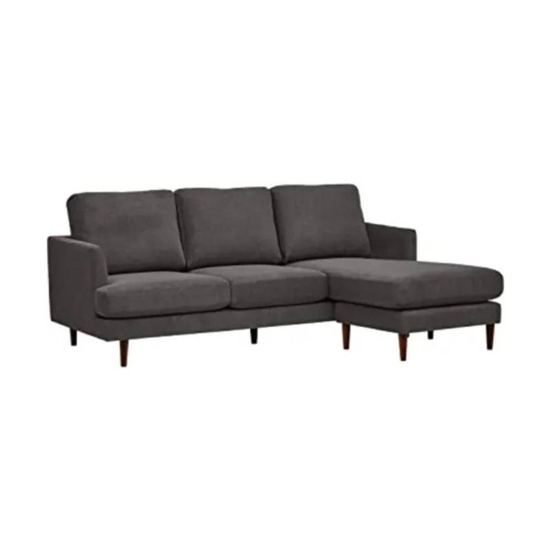 GENERICO - Sofá en L Derecho Titi Tela terciopelo 220x80x85 Gris 3 Puestos