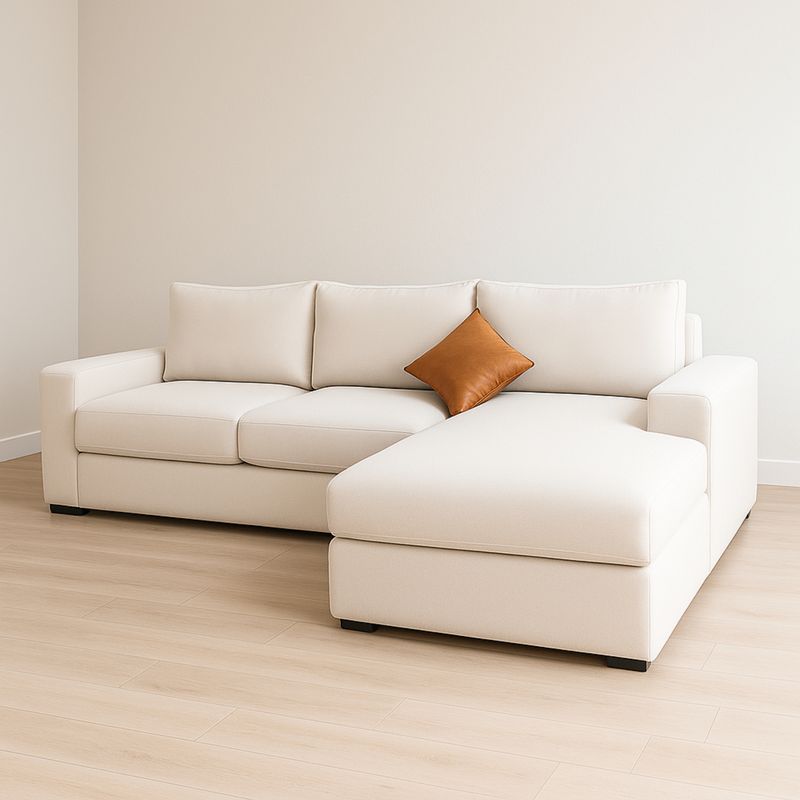 GENERICO - Sofá en L Derecho Zion Beige Moderno Elegante Tela antifluidos 250x85x80 Beige 4 Puestos
