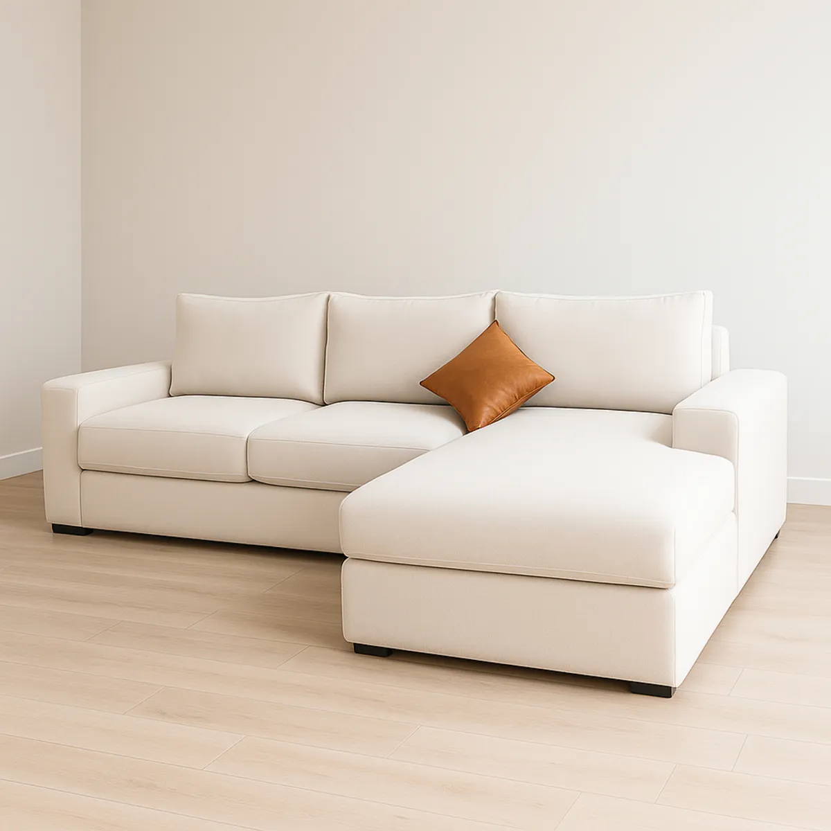 GENERICO - Sofá en L Derecho Zion Beige Moderno Elegante Tela antifluidos 250x85x80 Beige