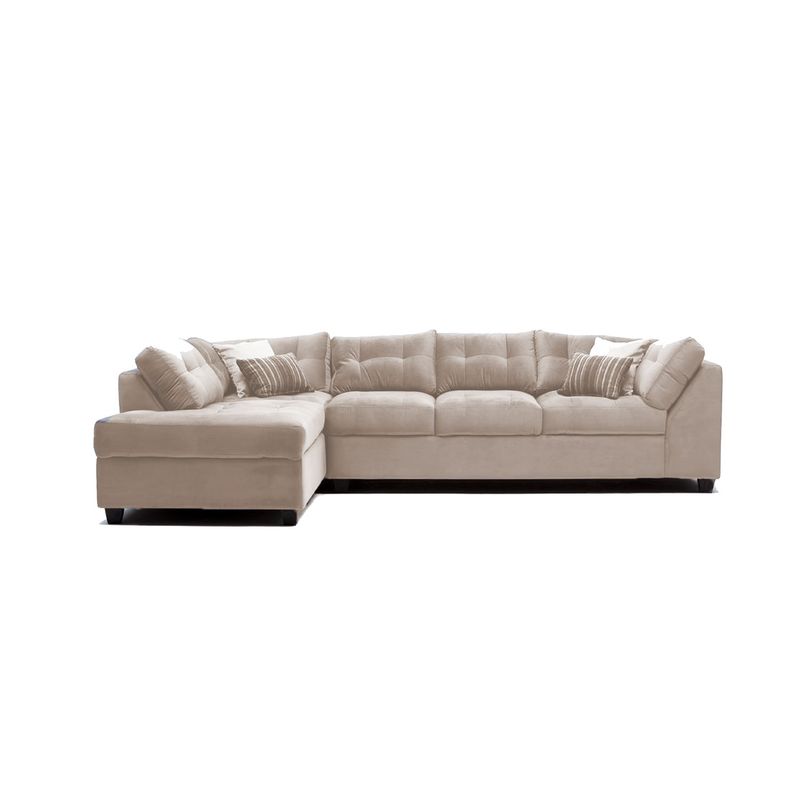 GENERICO - Sofá en L Izquierdo Adam Tela Antifluidos 314x98x84 Beige 5 Puestos