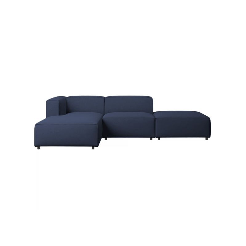 GENERICO - Sofá en L Izquierdo Amiens Tela Antifluidos 276x70x70 Azul 4 Puestos