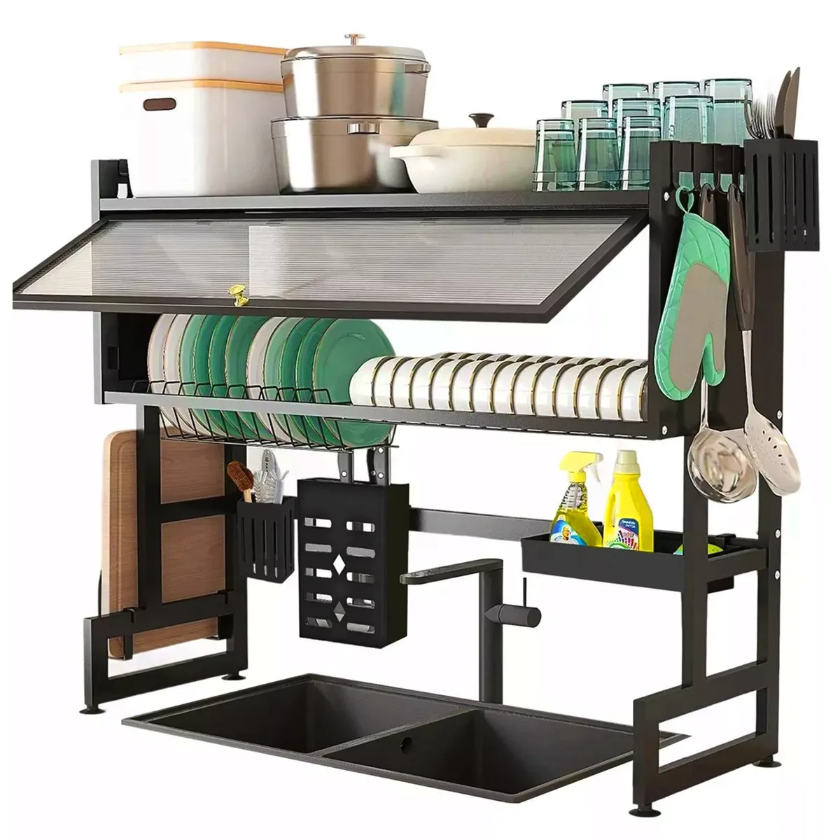 ONE PIXEL - Escurridor De Platos Con Tapa Para Cocina Acero Inoxidable 85cm