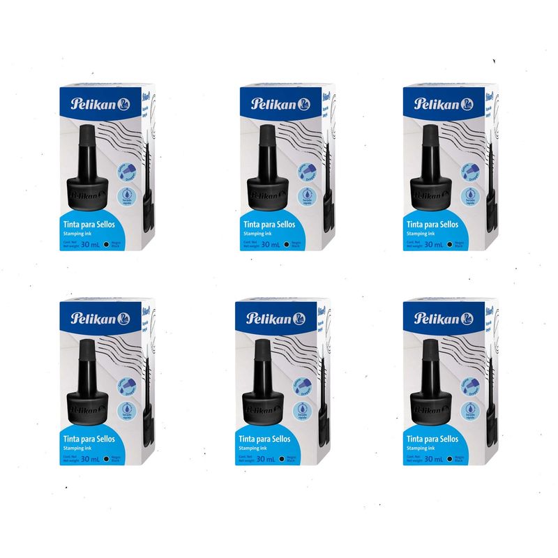 PELIKAN - Pack x 6 Tintas Para Sello Negra Pelikan
