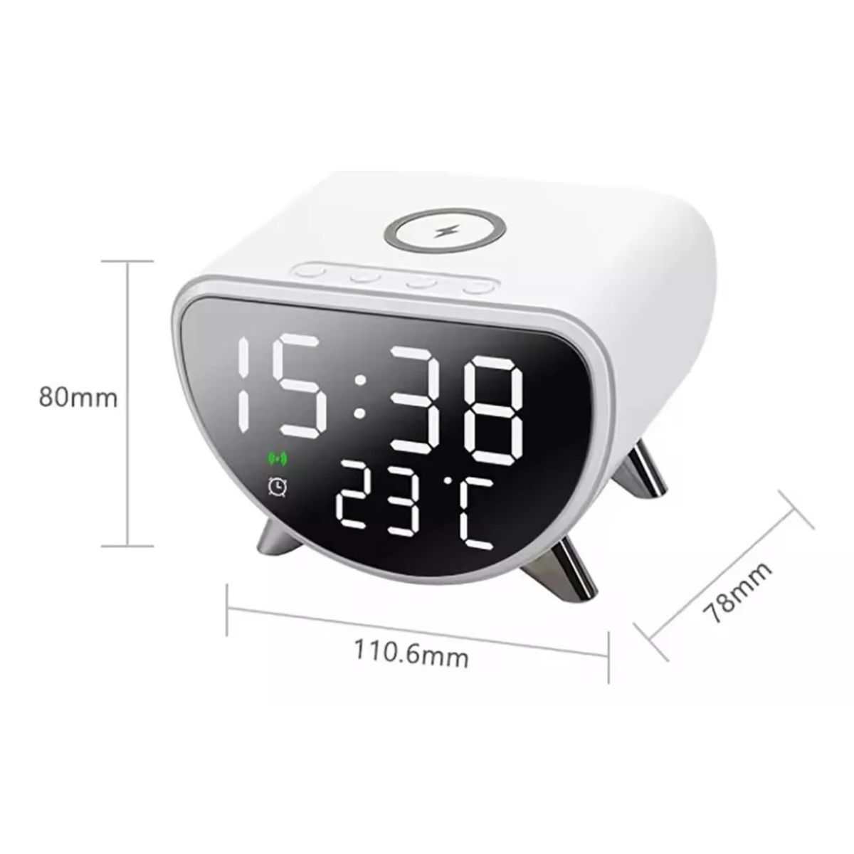 GENERICO - Despertador Led Con Cargador Inalámbrico Y Pantalla Digital