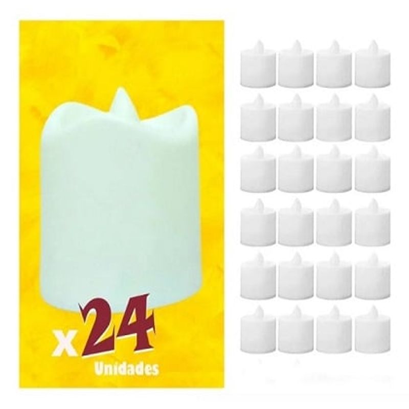 GENERICO - 24 VELAS BLANCAS ARTIFICIALES  DECORATIVAS
