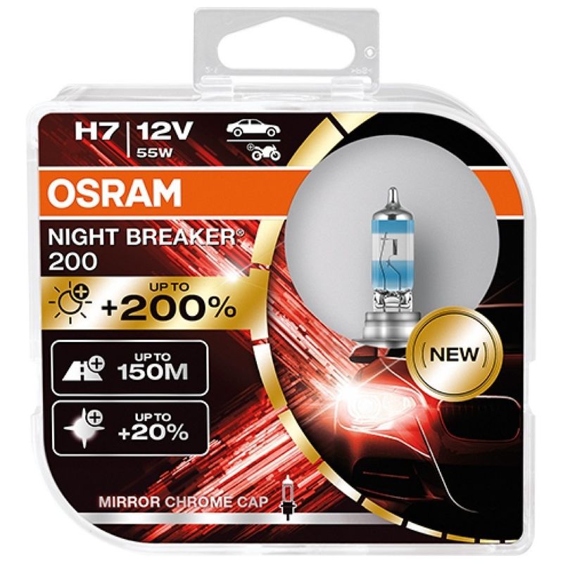 GENERICO - Bombillos Osram H7 X2 Night Breaker 200%+luz 12v 55w