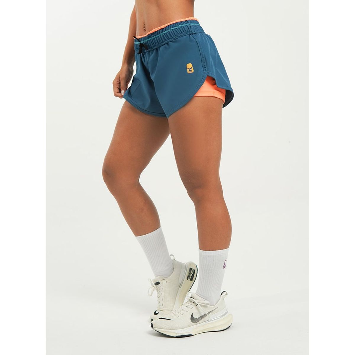 NO RULES - SHORT DEPORTIVO RUNNING AZUL-NARANJA.