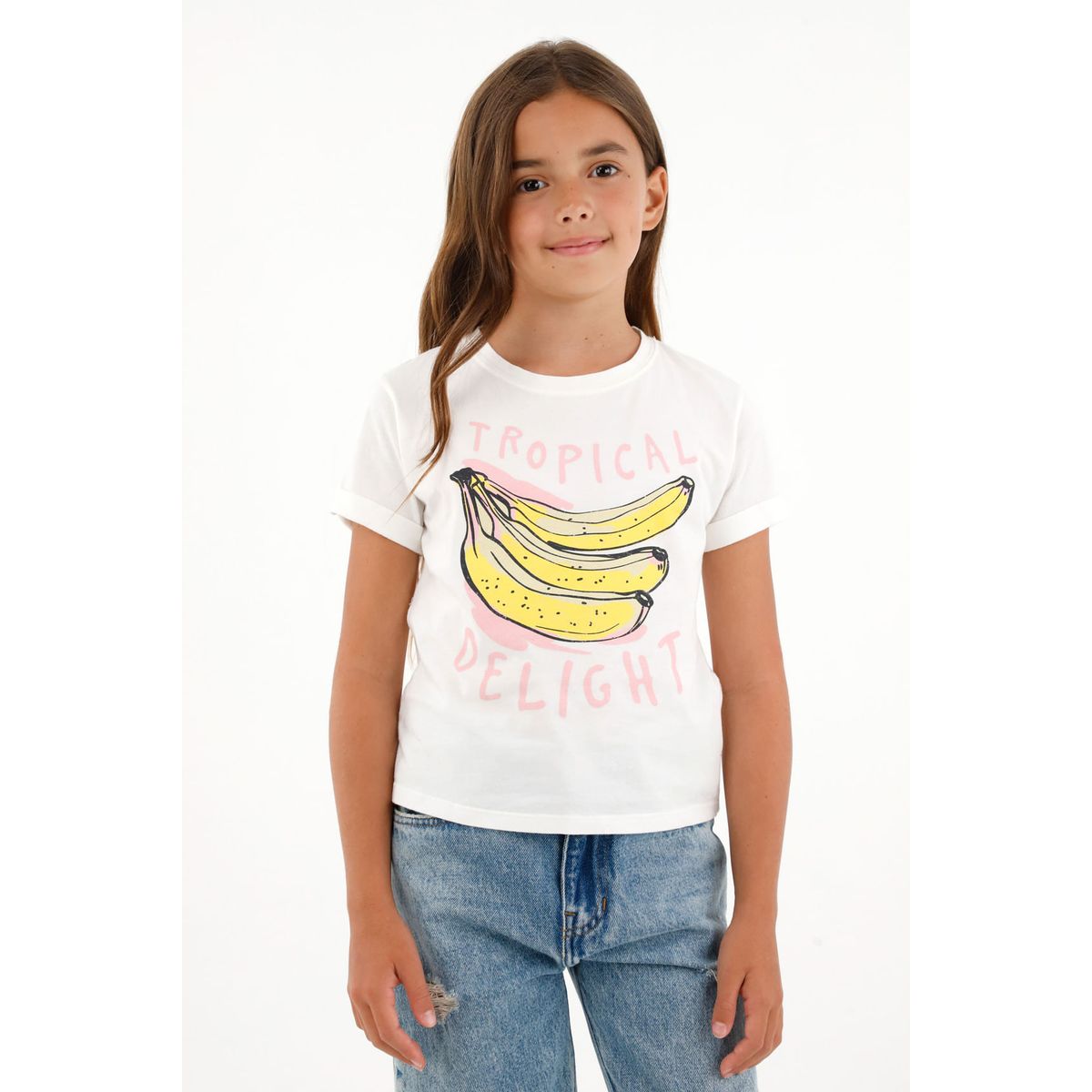 TENNIS - Camiseta crudo cuello redondo estampada para niña